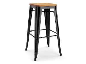 Boho barkruk zwart - hout