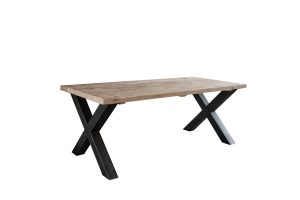 Steigerhouten tafel - metalen X onderstel