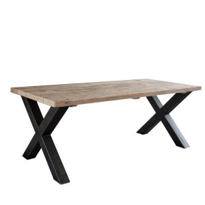 Steigerhouten tafel - metalen X onderstel